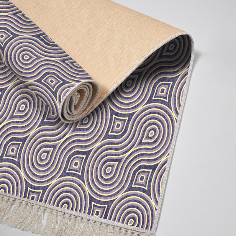 Tapis géométrique tissé à plat en polyester mauve / beige Congleton, Rectangle 2 pi 7 po x 4 pi 11 po
