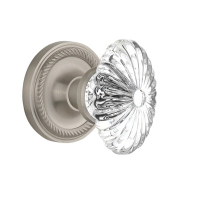 Rosette en corde avec bouton de porte ovale en cristal cannelé