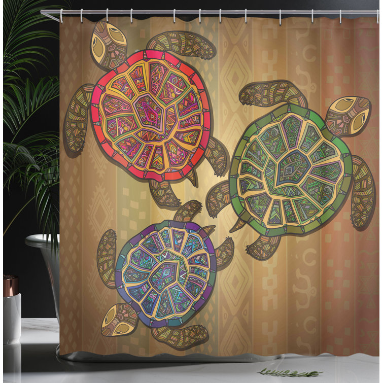 Turtle Shower Curtain Set + Hooks East Urban Home Size: 75 H x 69 W