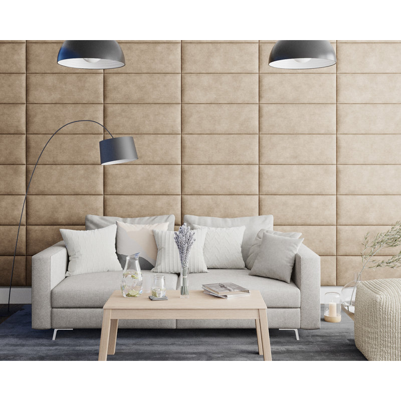 Kaissen 30cm x 75cm peel and stick upholstered wall paneling in beige