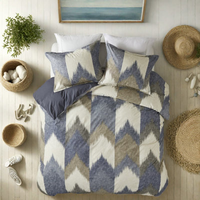 Ensemble de literie en coton de qualité supérieure avec motif à chevrons moderne, double / grand, parfait pour la décoration de chambre à coucher