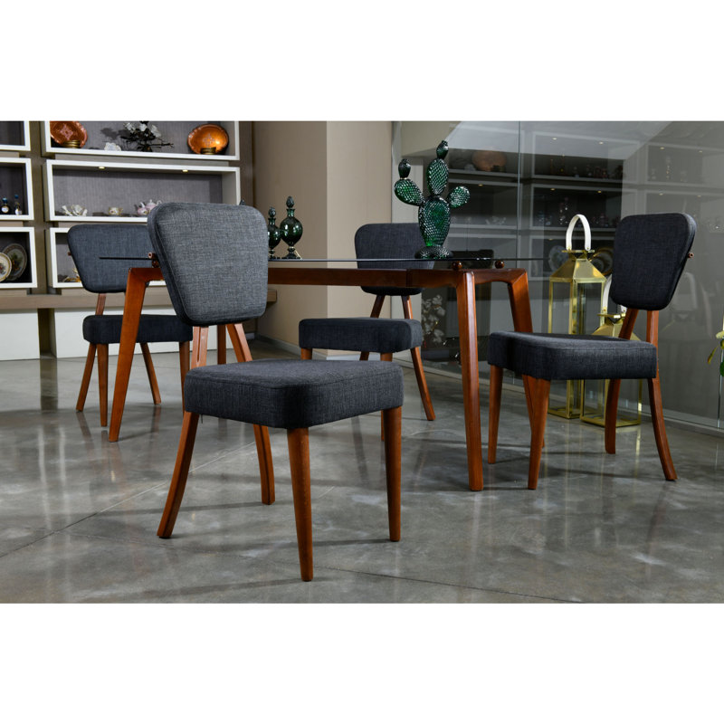 Ensemble repas pour quatre personnes, Noyer / anthracite