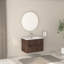 Meuble-lavabo mural de 30 po avec lavabo en céramique blanc, deux tiroirs à fermeture en douceur, noyer foncé, style américain - contreplaqué, tracas - installation pour salle de bain minimaliste intégrée