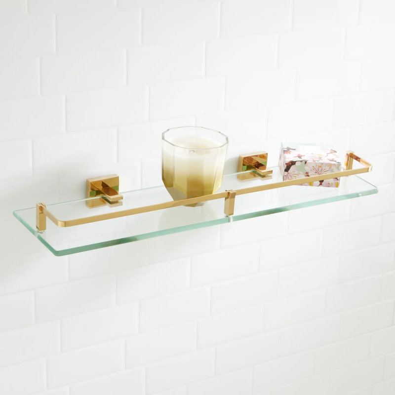 Tablette décorative en verre trempé 20 po Albury, Laiton poli