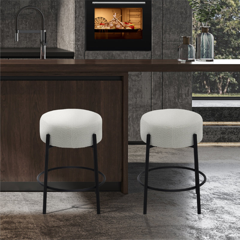 Tabouret de comptoir 23,81 po Gwyneira, Or, Blanc