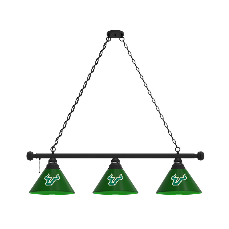 3 - Light Pool Table Lights Pendant, Black, South Florida Bulls