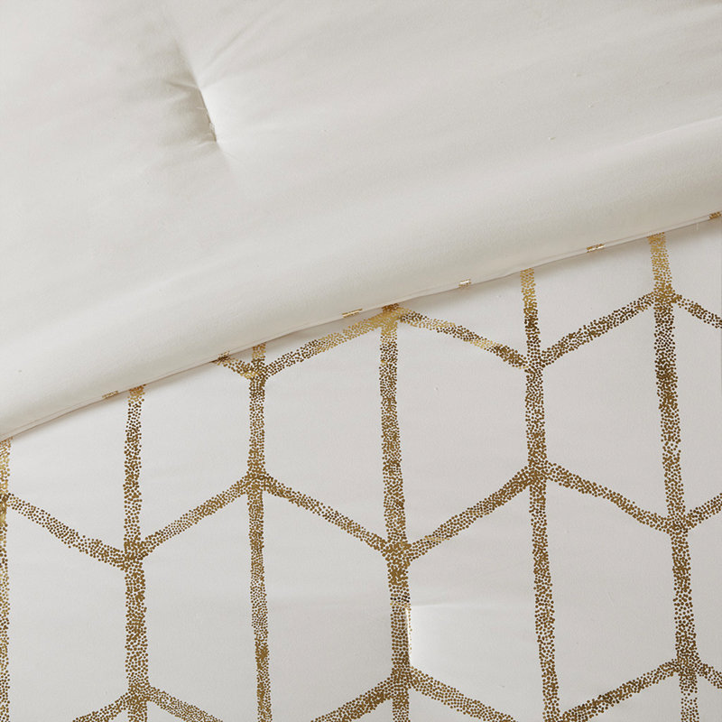 Édredon double / grand et or métallique - Design élégant, doux, rembourré, 2 taies décoratives, coussins décoratifs, imprimé géométrique de literie lavable à la machine,,,
