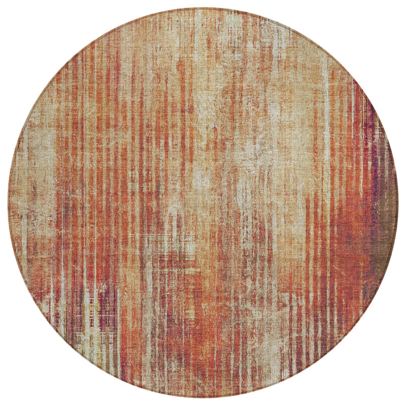 Tapis extérieur lavable à rayures 8 po beige et taupe orange
