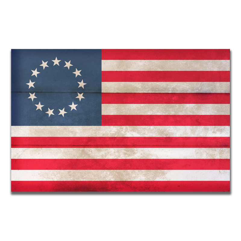 «Betsy Ross Flag» sur bois, H 20 po x l 30 po