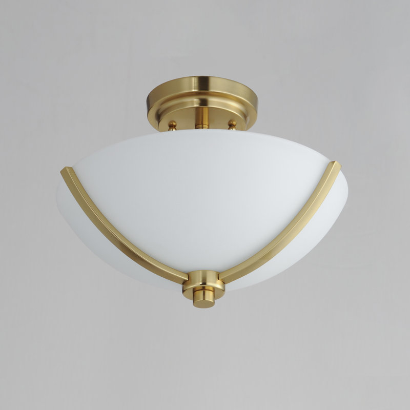 Deven Semi Flush Mount, Satin Brass