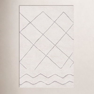 Henrie Ivory Gray Hand-Woven Geometric Rug