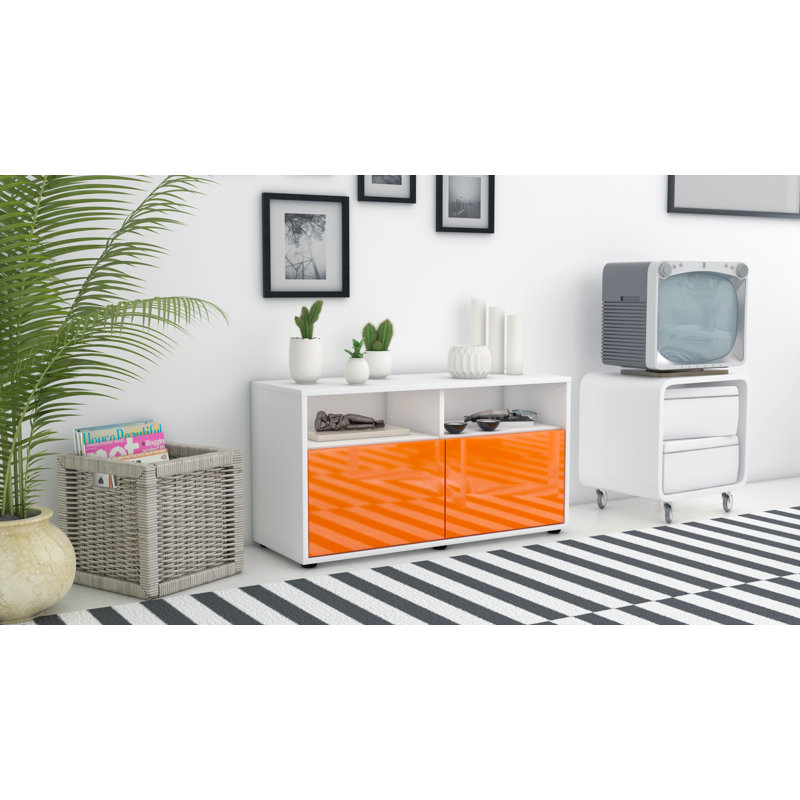 Odum 92cm W Chest of Drawers, High gloss white/High gloss orange