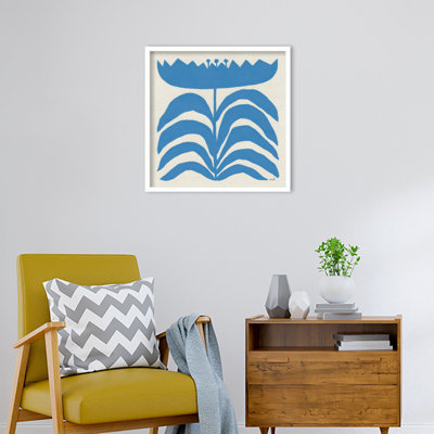 «Delighted III Blue Flower» par Moira Hershey, impression sur bois encadrée