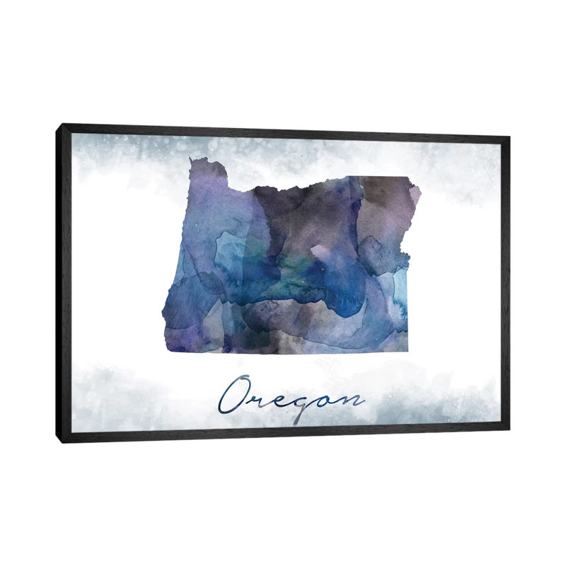Oregon State Bluish - Print on Canvas, 101.6 cm H x 66.04 cm W, Black Framed