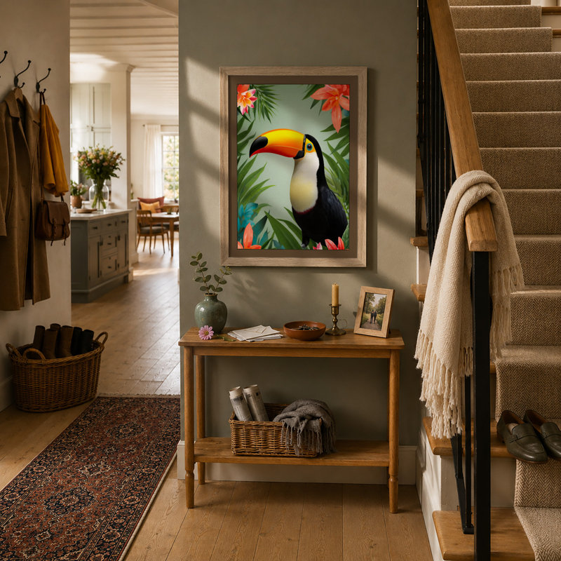 Toucan Tropical - Framed Print, Oak, A3 - 42.0 x 29.7 cm