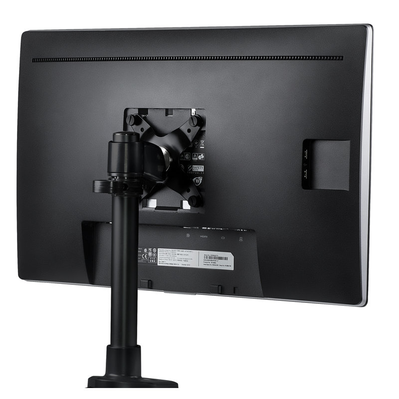 Black Adjustable Single Monitor Desk Mount with C-Clamp