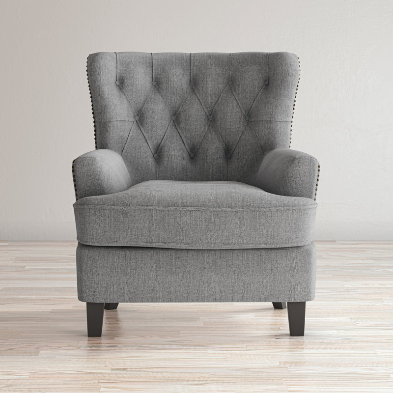 Ines 33" Wide Tufted Polyester Blend Armchair, Ash