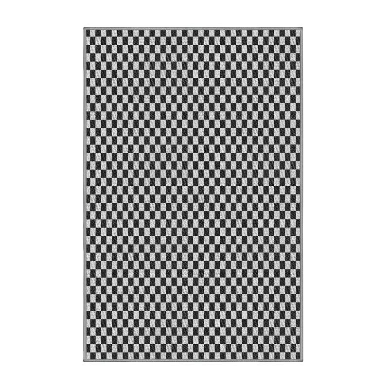 Tapis noir à carreaux Daira, Rectangle 7 pi x 9 pi