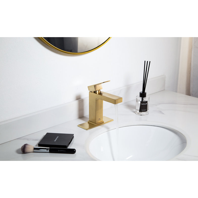 Mond Single-Hole Single-handle Bathroom Faucet with Drain Assembly, Brushed Gold