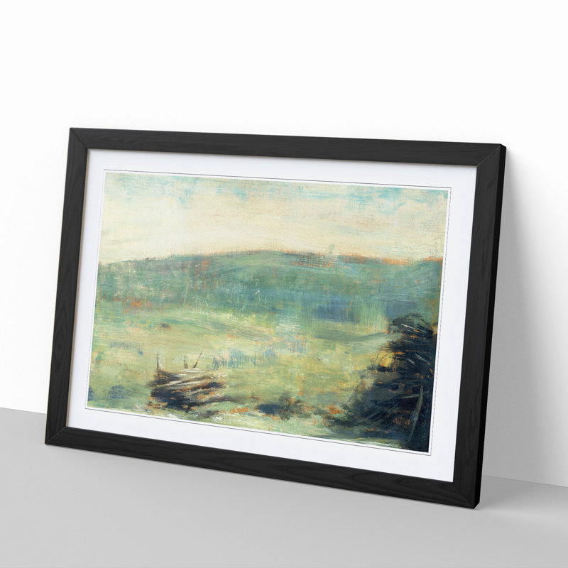 Landscape at Saint-Ouen by Georges Seurat - Framed Print, Black Framed, 27cm H x 36cm W x 2cm D