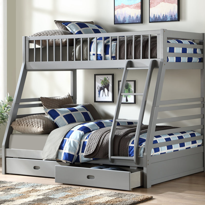 Jason Grey Finish Twin/Full Bunk Bed W/Storage