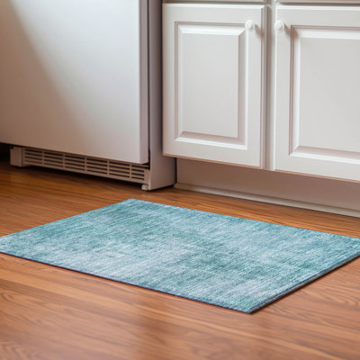 Premium Machine Washable Prisco Aqua Rug