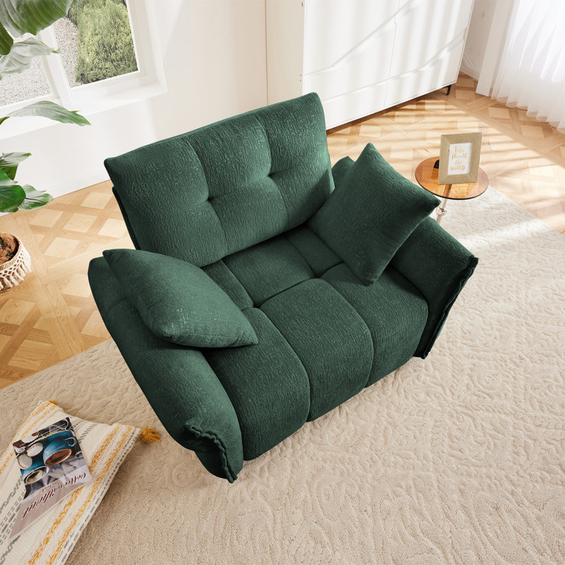 Canapé simple ergonomique 47 po avec coussins de soutien à haute résilience et coussins décoratifs, conception moderne facile à assembler pour le salon, le bureau, le bureau, vert