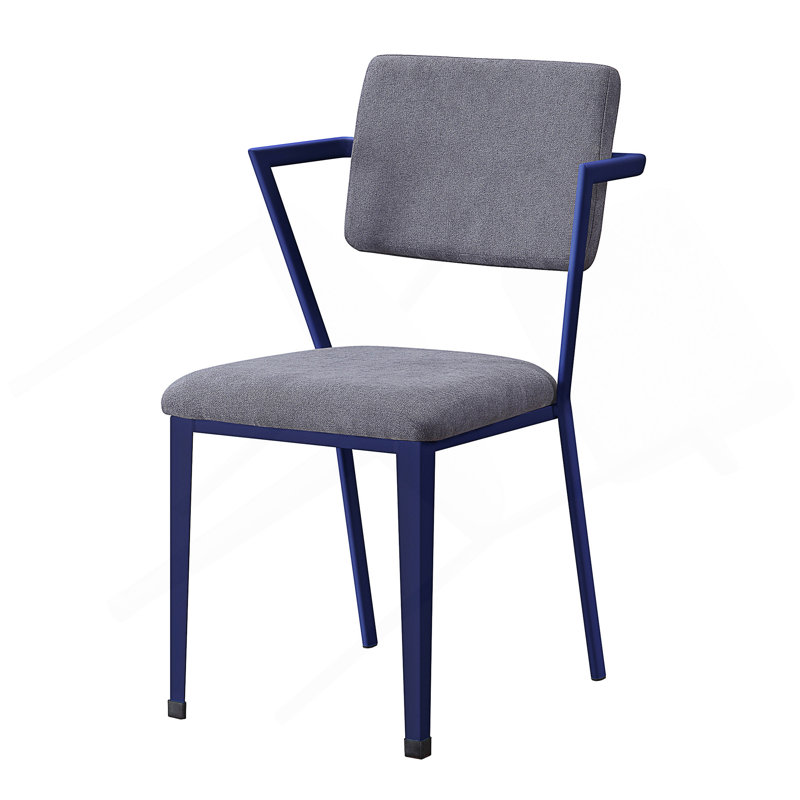 Chaise de bureau rembourrée à dossier ouvert avec tissu gris, siège rembourré et structure en métal durable pour plus de confort et de style