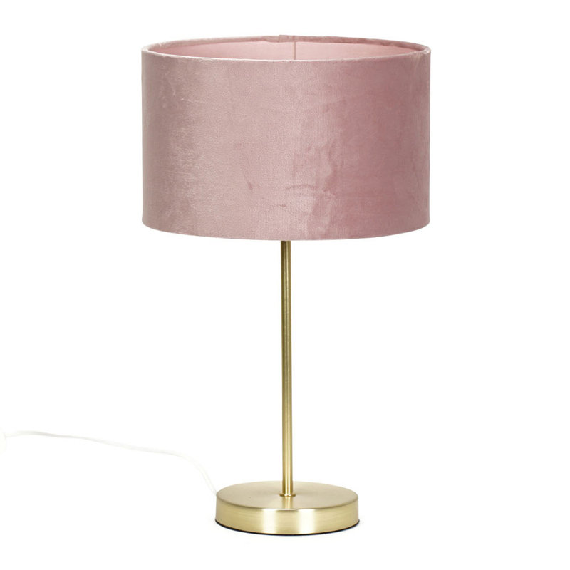 Dadiva Brushed Chrome Stem Table Lamp with Velvet Reni Shade, No, 38cm H x 17.5 cm W x 44.45cm D, Gold Base/Blush Shade