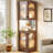 78” Rustic Corner Bookshelf Bookcase With Doors, Corner Display Cabinets With Led Light