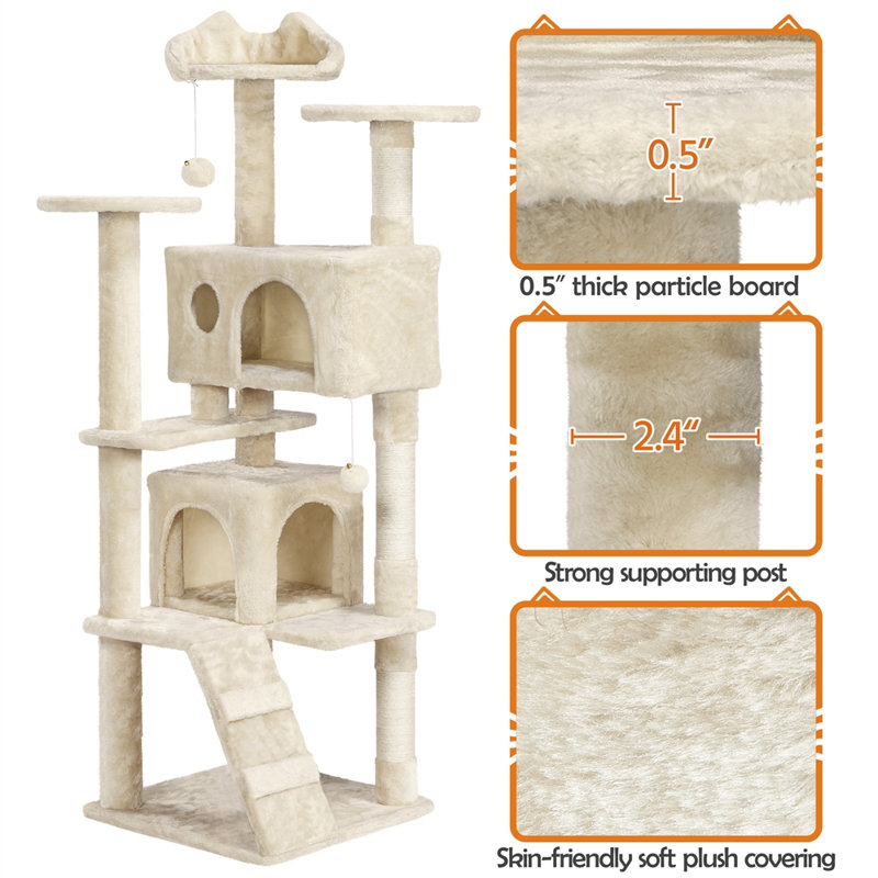 Arbre à chat 61,5 po Dagenham, Beige, H 61,5 po x l 19,5 po x P 19,5 po
