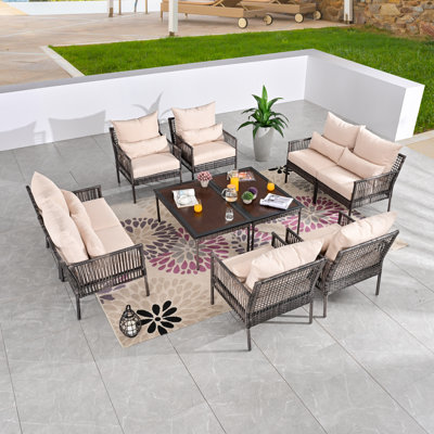Aalaysia 10-Piece Outdoor Wicker Conversation Set