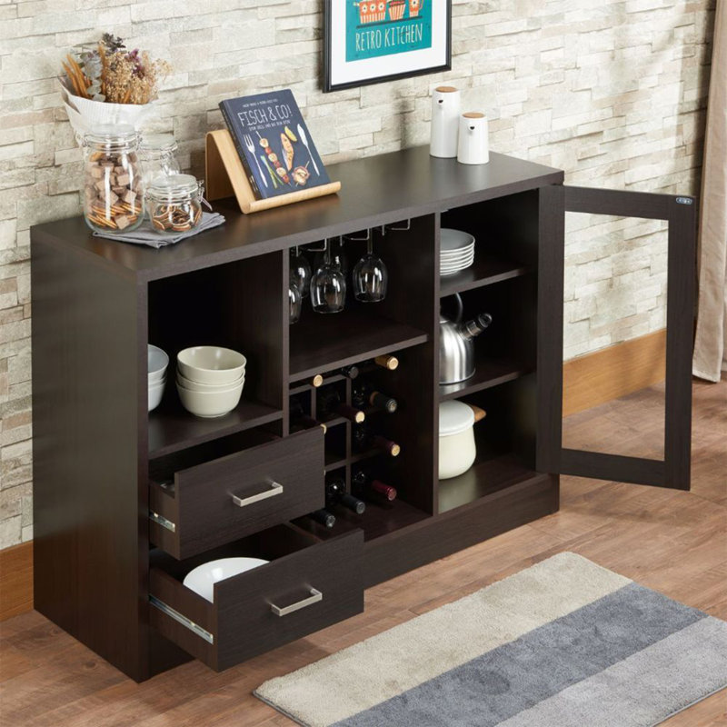 Mehul Sideboard,Buffet table,Dining cabinet,Office credenza with  2- Drawer, Espresso