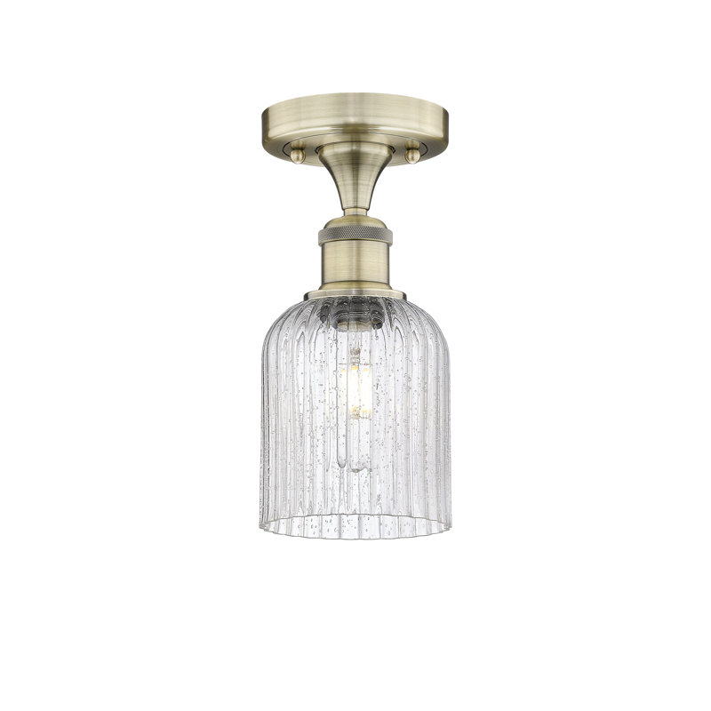 Edison - Adriena - 1 Light 5" Semi-Flush Mount, Antique Brass, Seedy