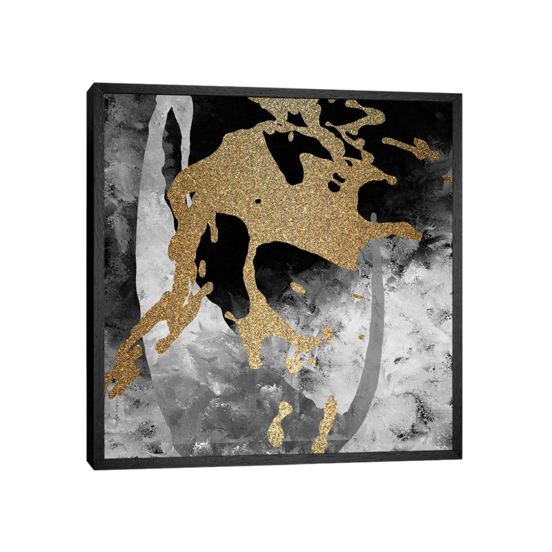 Gold Splash II by Kimberly Allen - Print on Canvas, 45.72cm H x 45.72cm W x 3.81cm D, Black Framed