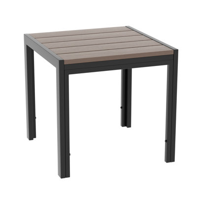 19.7" Square Patio Side Table, All-Weather Outdoor Coffee Table End Table with Powder Coated Frame, Small Outdoor Table for Deck Backyard Garden Pool Lawn Porch