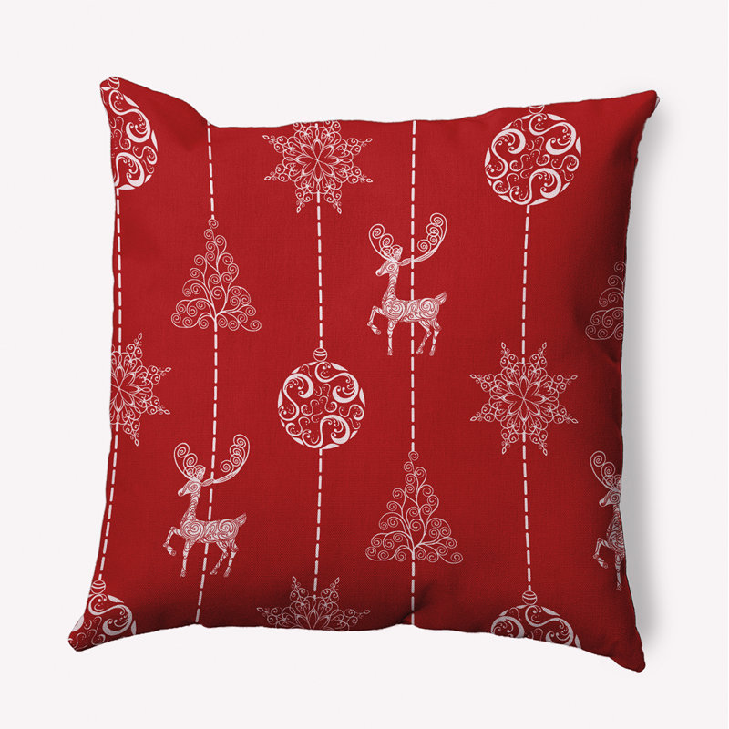 Coussin intérieur / extérieur Christmas Lines, H 18 po x l 18 po, Rouge