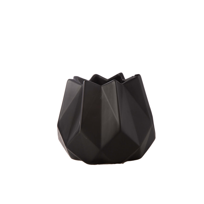 Pot en céramique rond noir mat