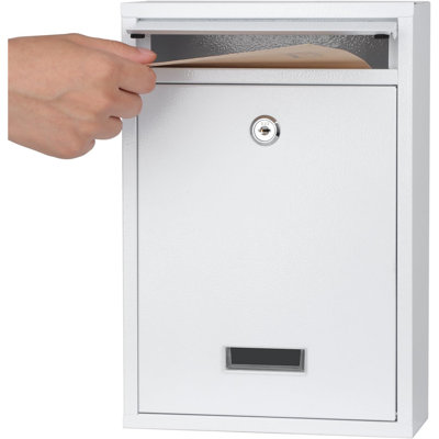 Key Lock Mailboxes For Outside, Locking Wall Mount Mailbox, Security Key Drop Box For Letters, Cash, Cards, Steel Mail Box For House Office School, 12