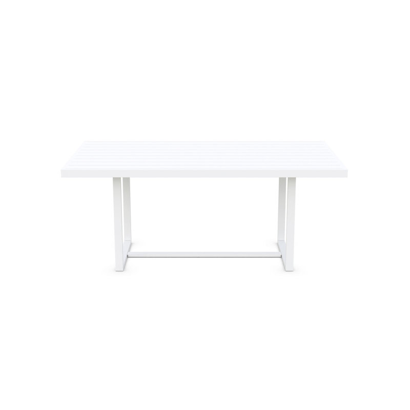 Pavia Power Coated Aluminum Dining Table, Matte White, 43.5" W x 96.06" L x 29.13" H