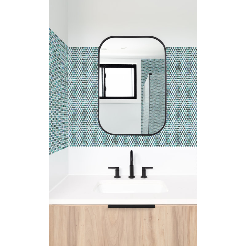 Clubton Grenada Blue 3/4-in. Penny Round Polished Marble Look Wall & Floor Mosaic Tile, Green/Black