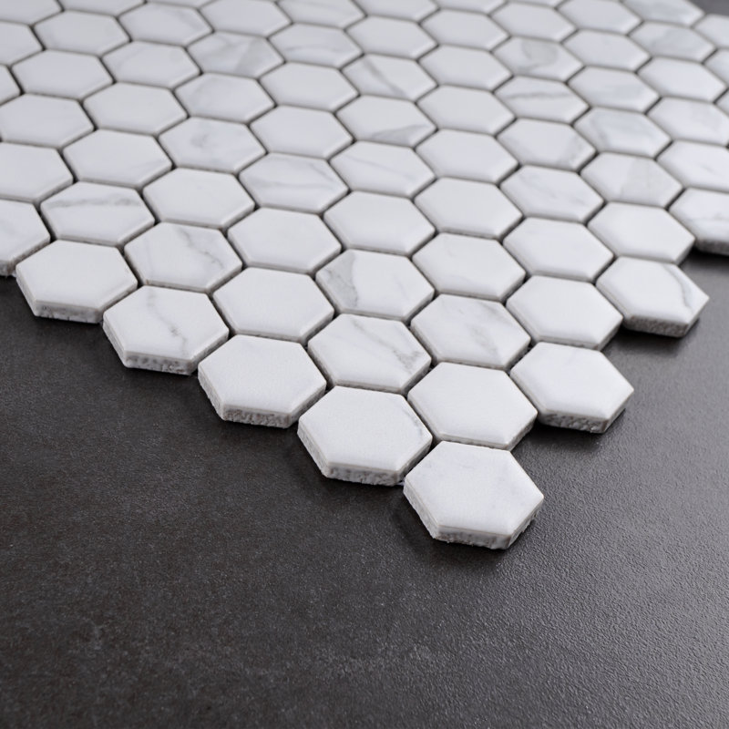 Porcetile 10.24 in. x 11.82 in. Honeycomb Matte Porcelain Mosaic Wall and Floor Tile