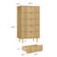 Commode 5 tiroirs cannelée pour chambre à coucher, commode moderne de 36,85 po avec poignées en métal, commode de rangement en bois pour le salon-648098503