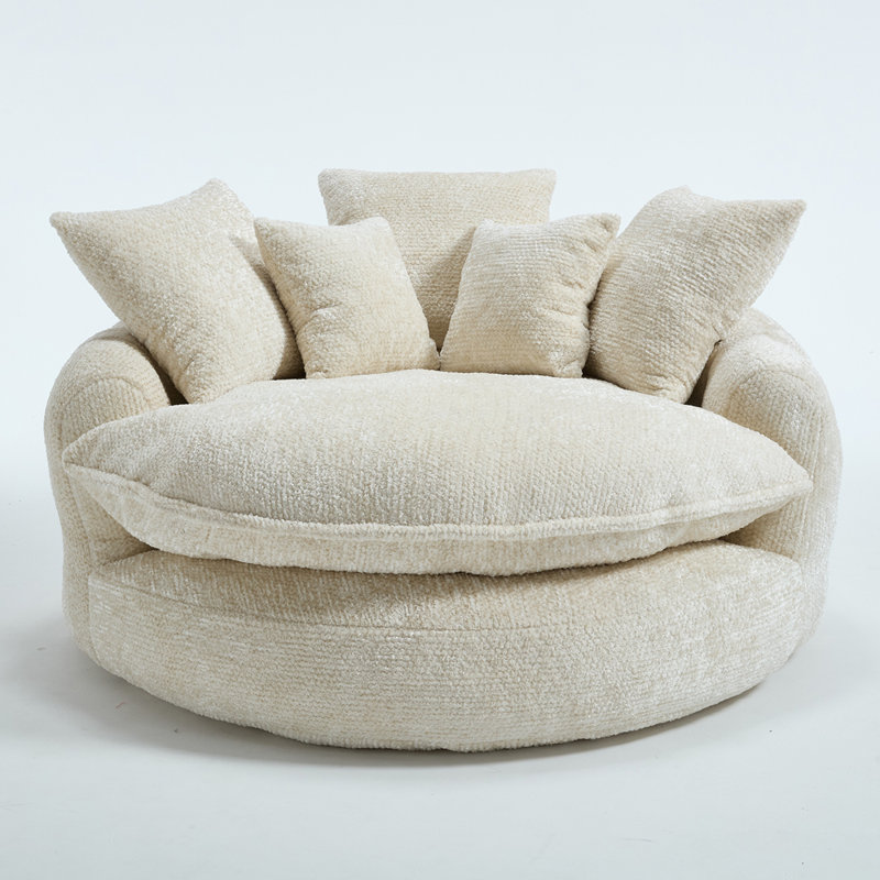 Fauteuil rond surdimensionné de 55 pouces, Beige