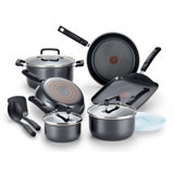 T-Fal Signature 12 Pcs Cookware Set, Titanium Nonstick, Grey
