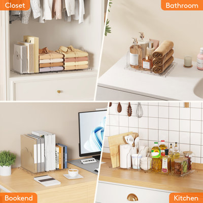 Purse Organizer For Closet, Clear Handbags Storage Organizer, Adjustable Clutch Purse Storage Organizer Holder For Closet, 2 Pack Bookshelf Dividers F
