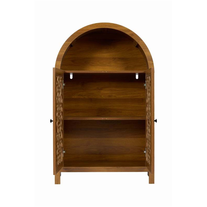 Armoire arquée sculptée à la main, rangement en bois massif avec tablette ouverte et 2 portes, grande décoration étroite pour le salon, la chambre à coucher et le vestibule