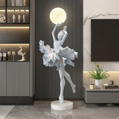 Italian-Style Resin and Wood Floor Lamp