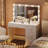 Jedidiah Makeup Vanity Table with Lights, Vanity Desk with Mirror, 4 Drawers, Dressing Table, White-712083727