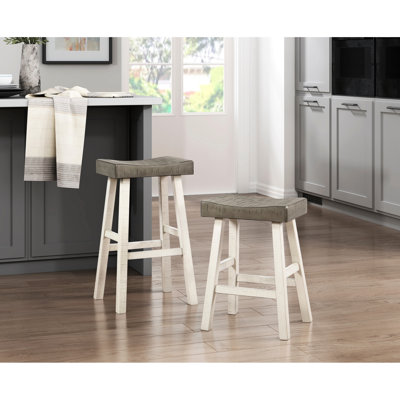 Tabourets de bar en bois d'hévéa massif, 2 pièces, café blanc, tabouret transitionnel à 2 places, bois et pour la salle à manger
